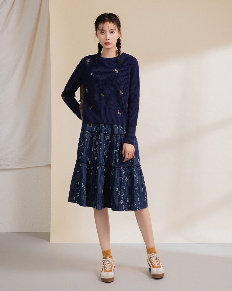 レディース 婦人服 ファッション 秋 冬 カジュアル エレガント 個性的なデザイン セーター ニット ネイビー S M L XL トップス 袖あり かわいい 大人可愛い きれいめ シンプル カジュアル 15,768円