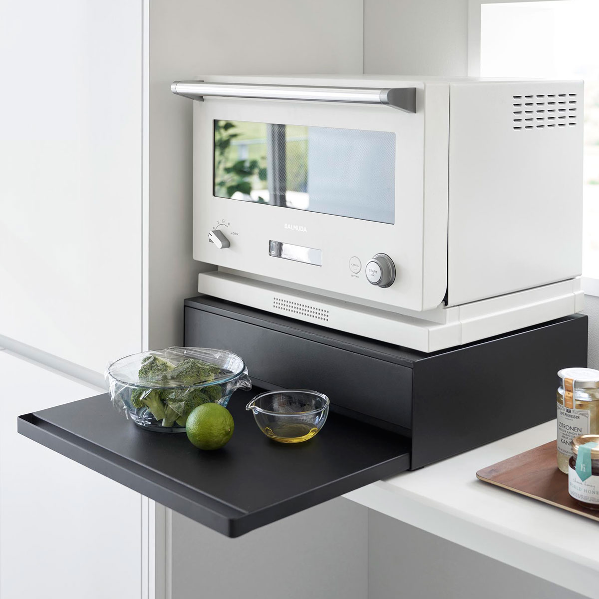 スライドテーブル 山崎実業 tower タワー 2way ツーウェイ キッチン家電下引き出し＆スライドテーブル ブラック