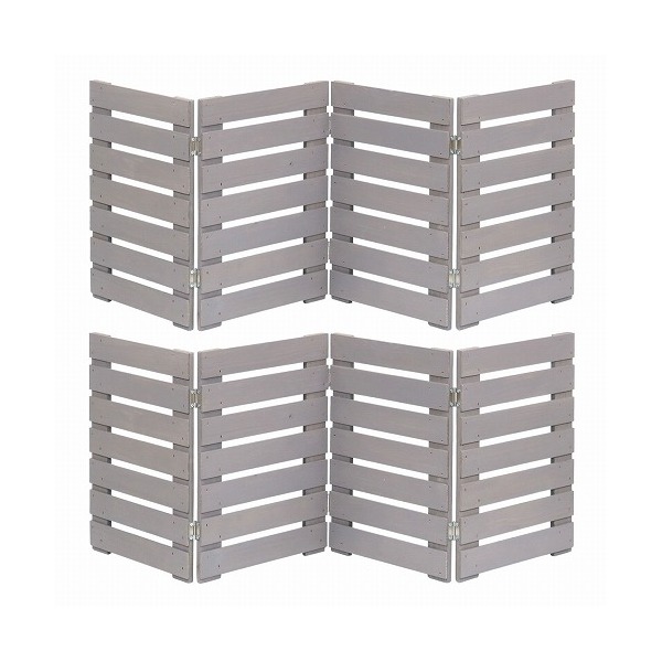 住まいスタイル WF-120YK-2P-GRY 折り畳めるウッドミニフェンス120(横ボーダー) 2枚組 グレー メーカー直送