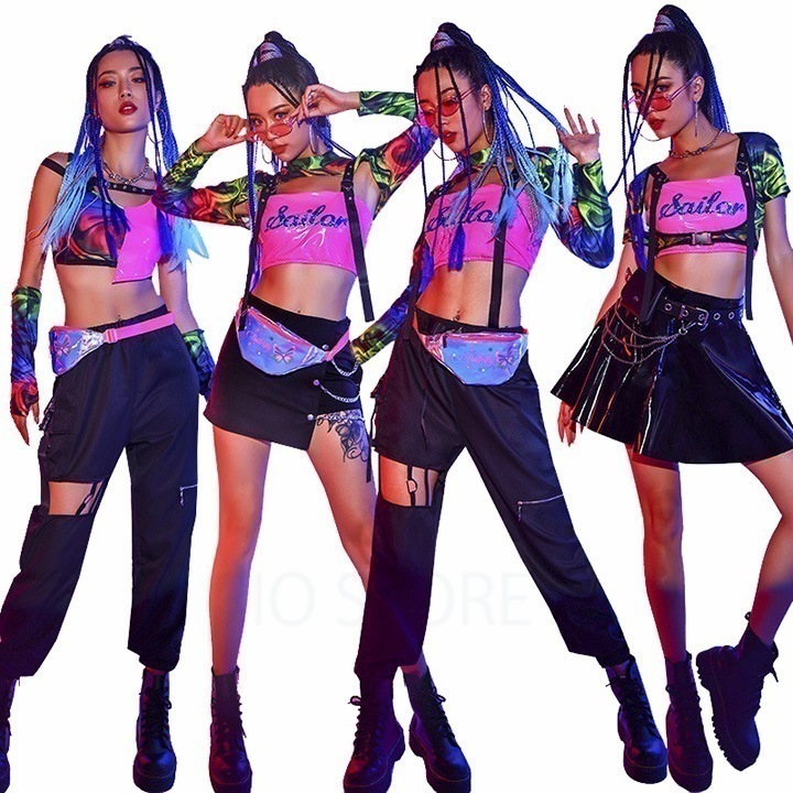 【即納】ds演出服 ダンス 衣装 セットアップ レディース ヒップホップ 社交ダンス衣装 JAZZ ステージ衣装 ダンスウェア へそ出し 韓国ファション トップス パンツ スカート 舞台服 演出服 ジ