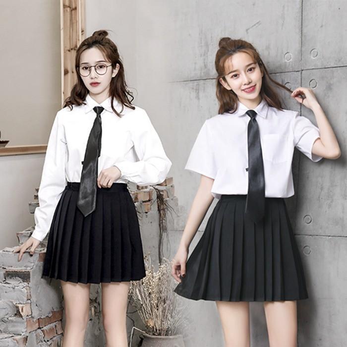 【即納】女子高生 高校生 制服 コスプレ大きいサイズ　プリーツスカート リボン 3点セット 半袖/長袖　レディース　JK セーラー服 コスチューム ネクタイ