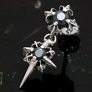 メール便なら送料無料！ pi0345-222 ペア売り 揺れるブラッククロス　ハードドロップピアス！