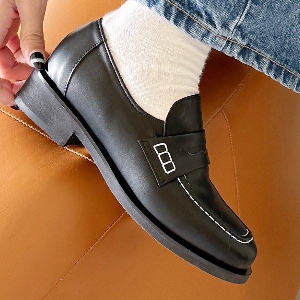 スティッチ 女性 レディース ローファー フラットシューズ パンプス フォーマル 3cm qmN24M005_P358700857