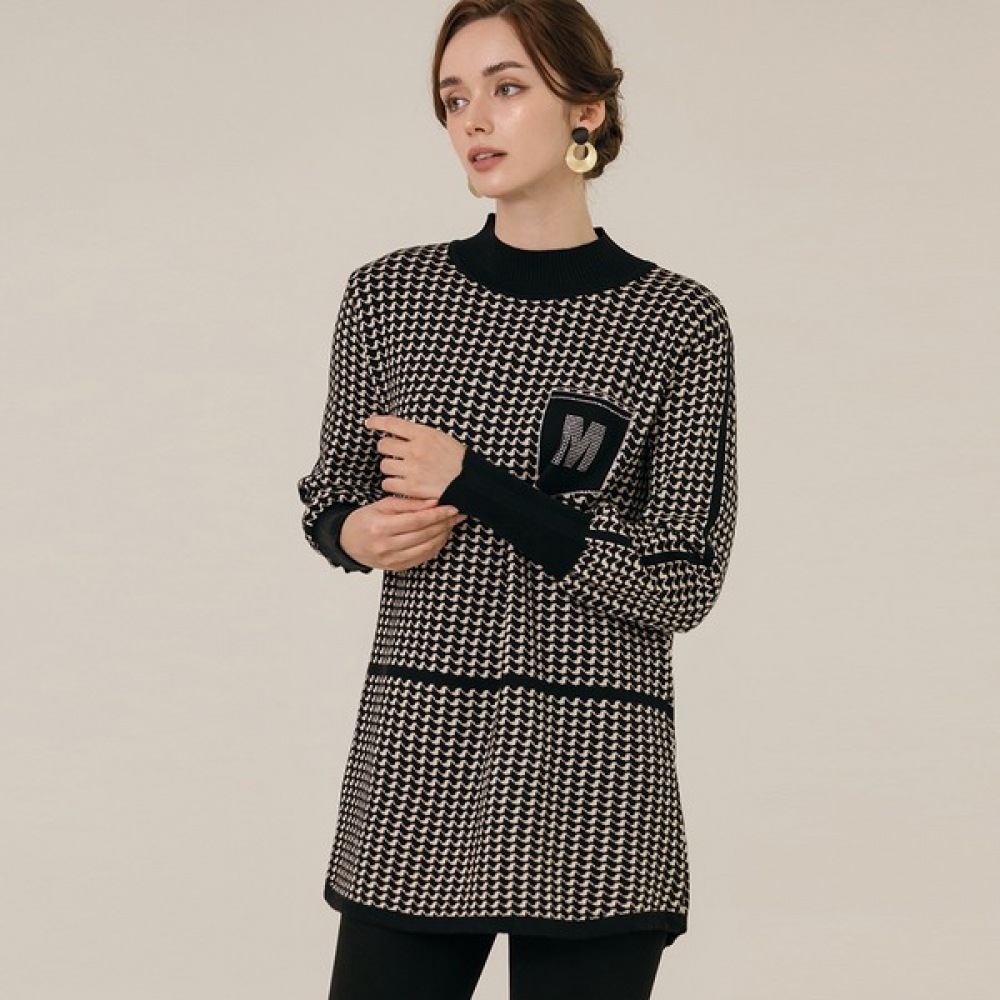 (Max Cartiggio) ウールブレンドビーズレタリングハウンドニットTシャツ