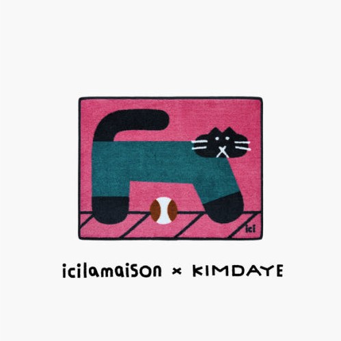 [DYKIM] ボール遊びする猫 S / ノンスリップマット / インテリアマット / 玄関マット / トイレマット / ドレッサーマット / 韓国デザイナー作品 / 韓国生産