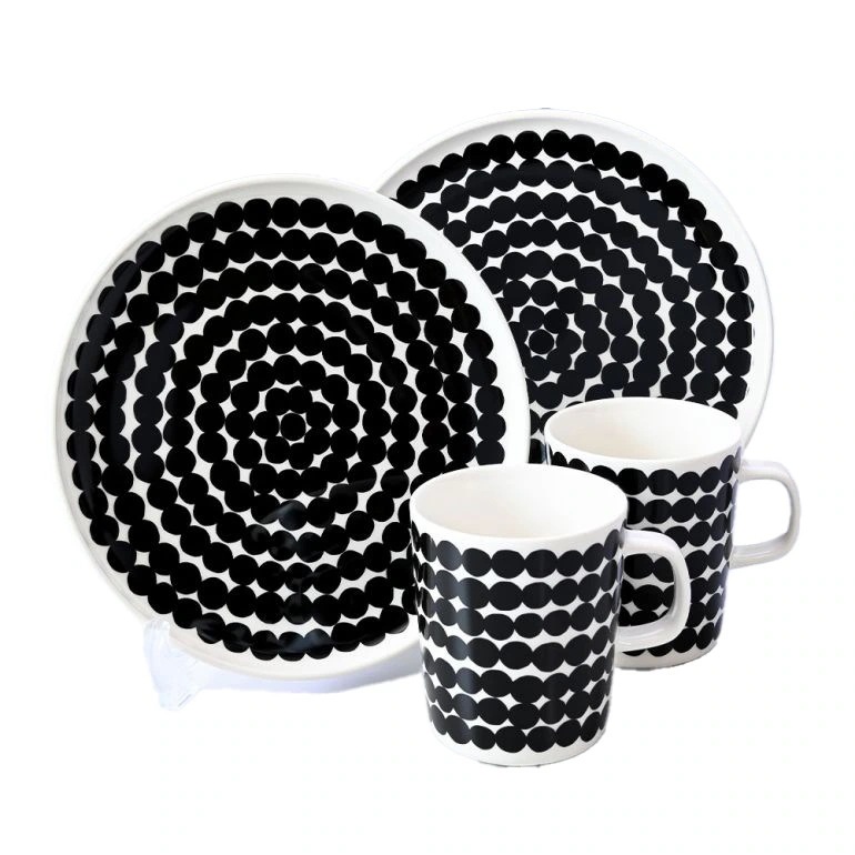 ペアセット マグカップ 250ml プレート 20cm コップ 食器 シイルトラプータルハ ブラック×ホワイト 071605 190