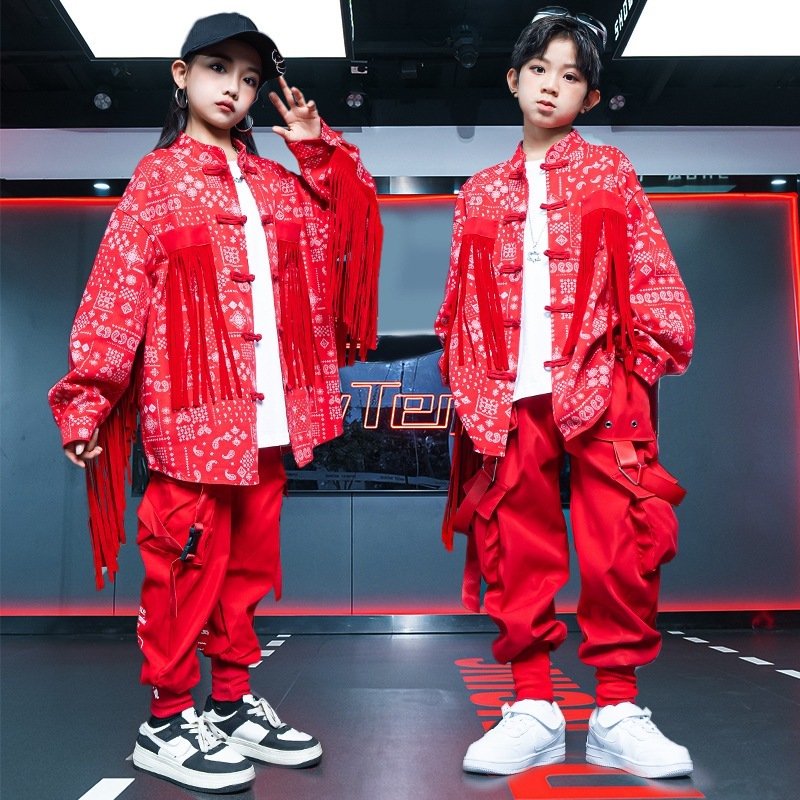 キッズダンス衣装 【短納期】 ストリートダンス＆ヒップホップ風 キッズ/ジュニア クールファッションセット 子供用 セットアップ ヒップホップ ジャズ 演奏会 応援団 14