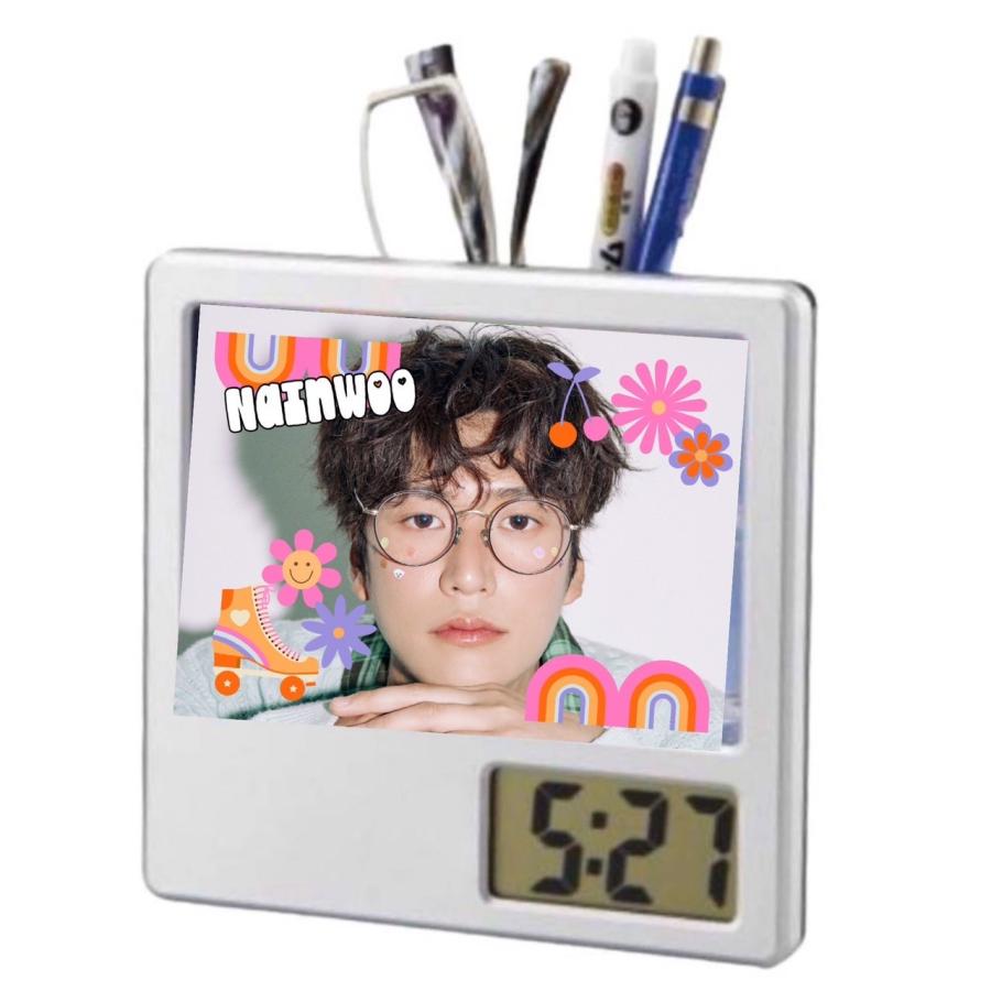 ナイヌ 写真入り ペン立て付き 置き時計 時計 フォトフレーム 韓流 グッズ ph086-3