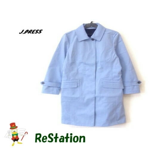 【中古】ジェイプレス J.PRESS T/Cボンディング ステンカラーコート ブルー系 レディース サイズ9