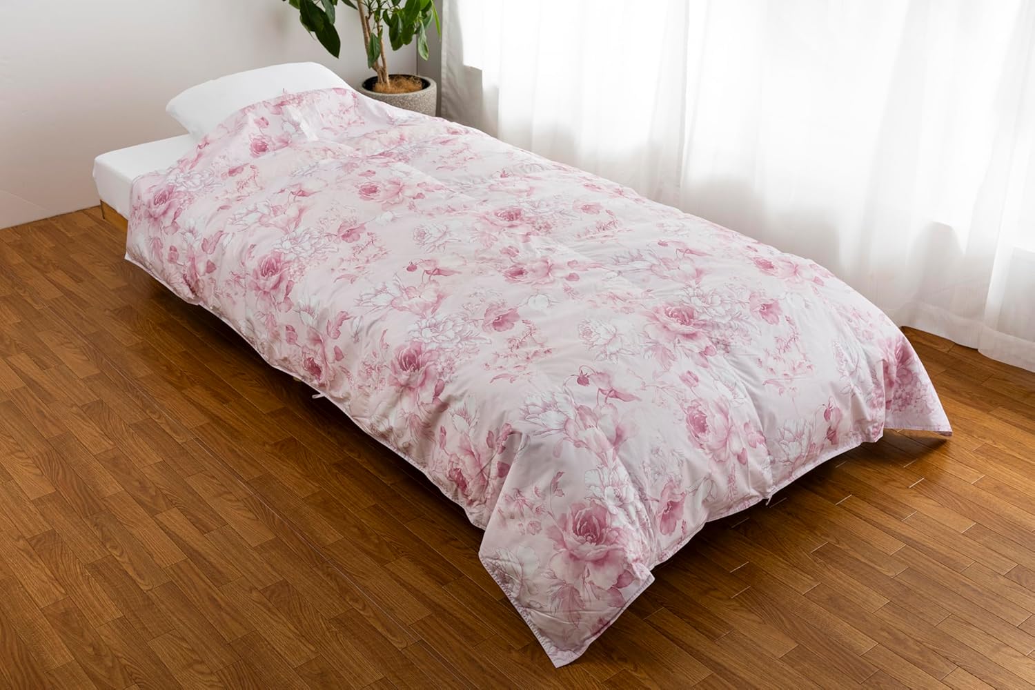 日本製 ダウンケット [ ホワイトダックダウン70% 使用 ] 夏用 掛け布団 オールシーズン 羽毛布団 丸洗い可能 ブランケット (ピンク, シングル) [ Sサイズ：150×210cm ]