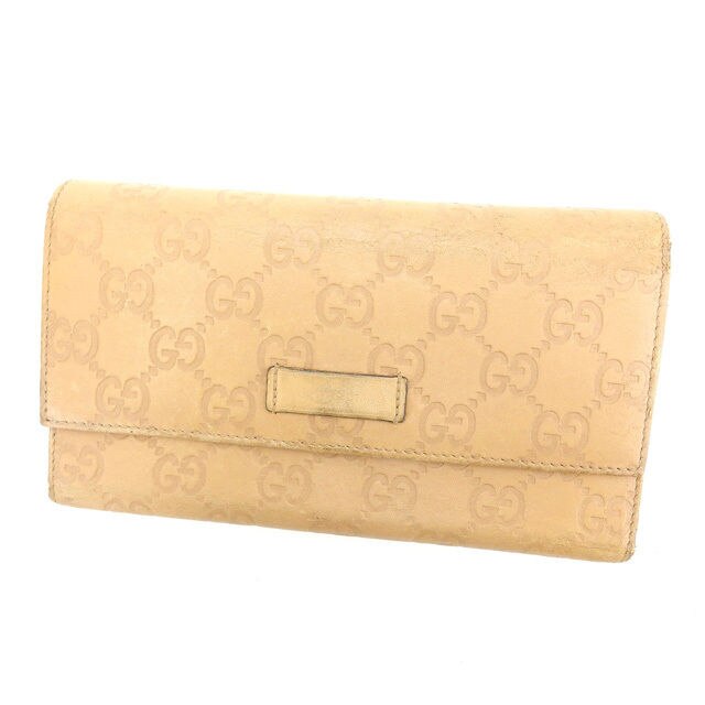 長財布 三つ折り財布 グッチシマ ベージュ 中古 10,106円