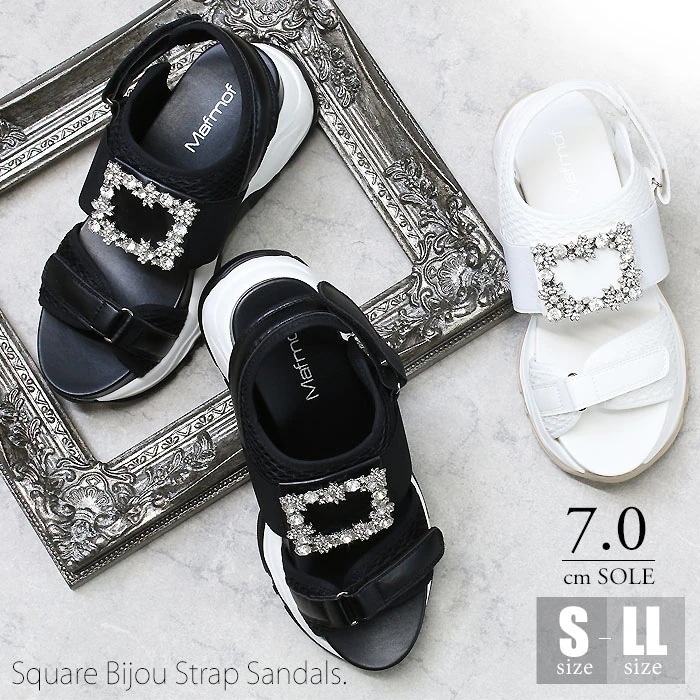 每日更新スクエアビジュー サンダル 厚底 ストラップ スポーツサンダル レディース kk-533