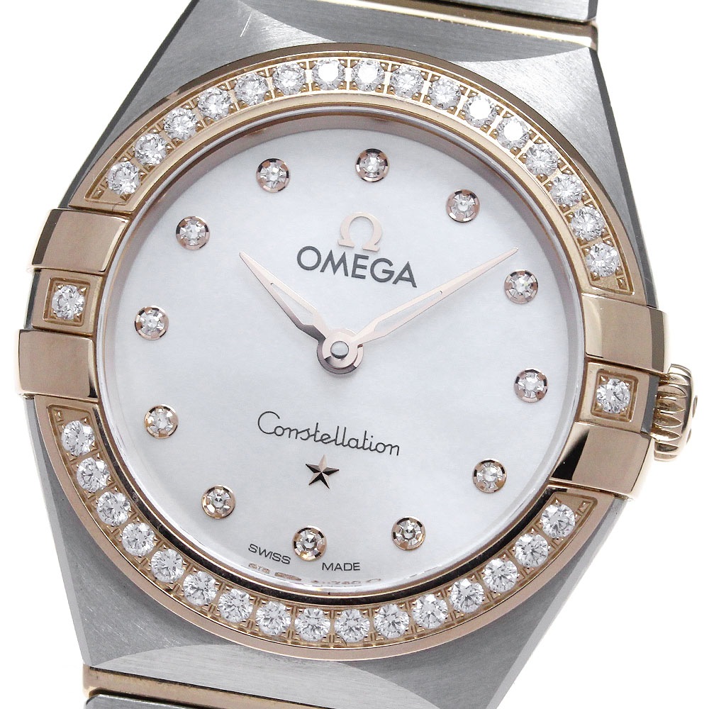 オメガ OMEGA 131.25.25.60.55.001 コンステレーション マンハッタン ダイヤベゼル クォーツ レディース 箱・保証書付き_848074【中古】