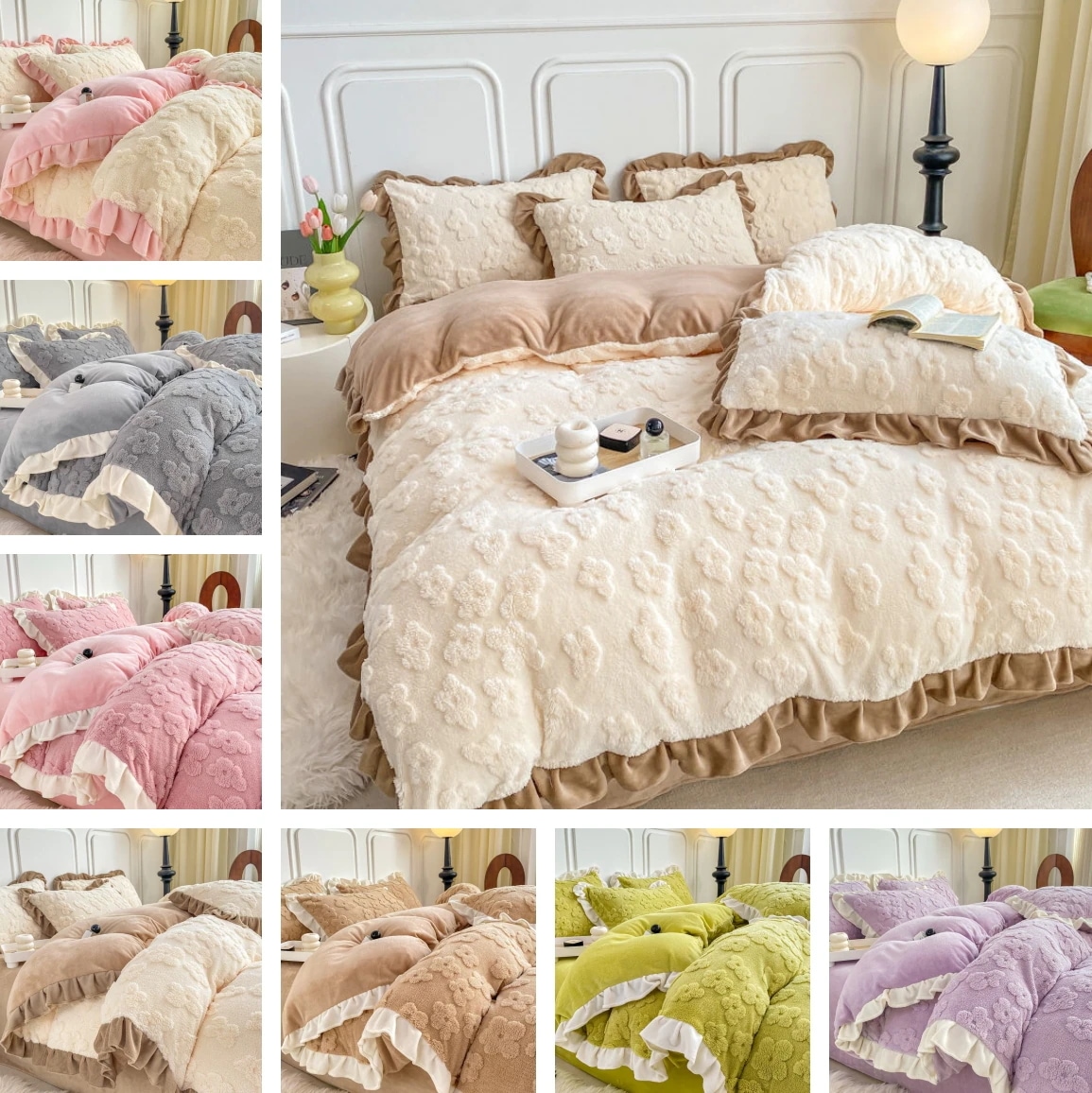 布団カバー セット 韓国ファッション 布団カバー 冬用 毛布 暖かい 厚手 ベッドカバー ダブルサイズ 掛け布団カバーボックスシーツ 抗菌防臭 洗える 寝具 ベッド用品 シングル セミダブル ダブル