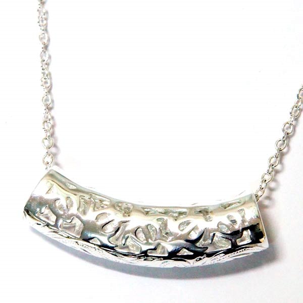 ハワイアンジュエリー ペンダント ネックレス チューブ 筒型 スライダー ホヌ ウミガメ 透かし彫り スクロール 波 メンズ シルバー925