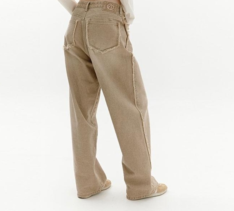 【SOFT SEOUL】 DAMAGE WASHING DENIM PANTS : BEIGE