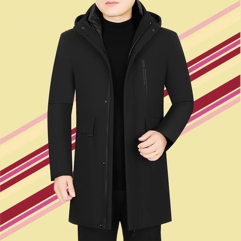 【幸運】ダウンコート ダウンジャケット メンズ ロング丈 フード付き 取り外せ アウター ゆったり 厚手 防寒 暖か 通勤 おしゃれ 上品 父の日 ギフト