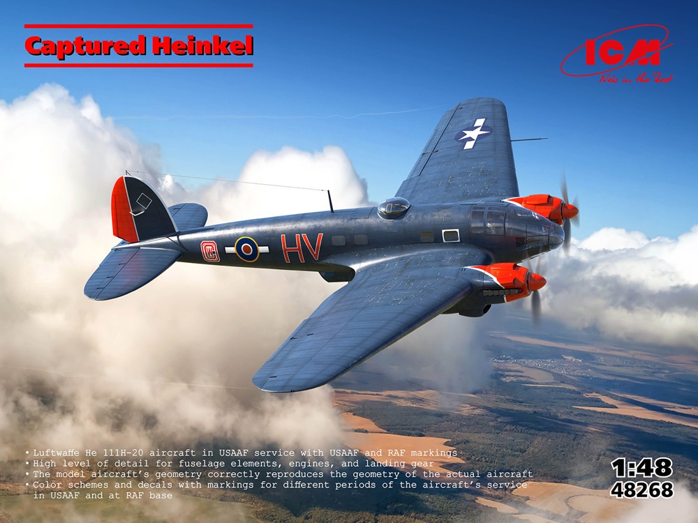ICM 1/48 ハインケル111H-20（鹵獲機）【48268】 プラモデル ICM 48268 ハインケル111H-20 ロカクキその他