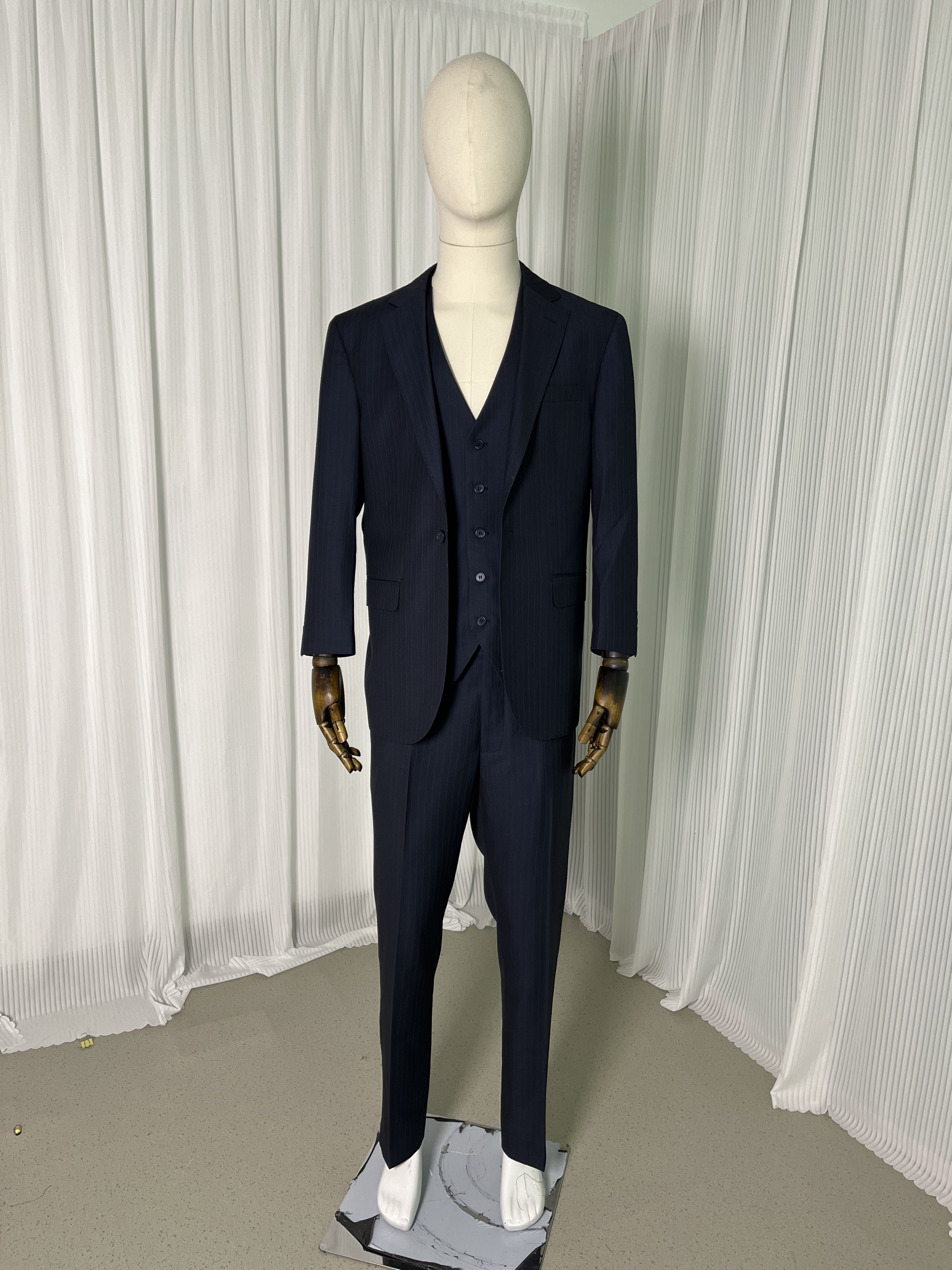 ネイビー スーツ ジャケット ベスト パンツの3点セット オーダーメイド可能 色直し 結婚式