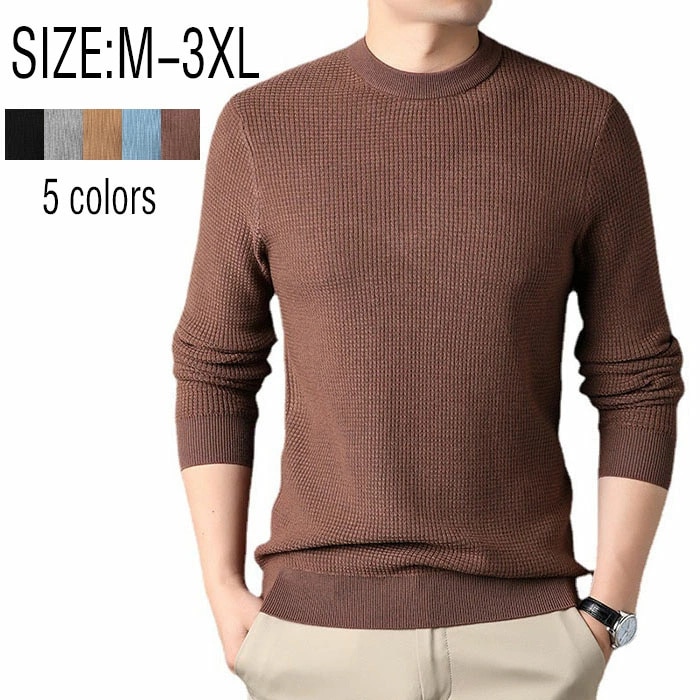 ニット セーター 無地 クルーネック 薄手 長袖 秋冬 春 M～3XL ニット 大きいサイズ メンズ クルーネック リラックスフィット ニットソー メンズ トップス ニット カットソー 長袖 コットン