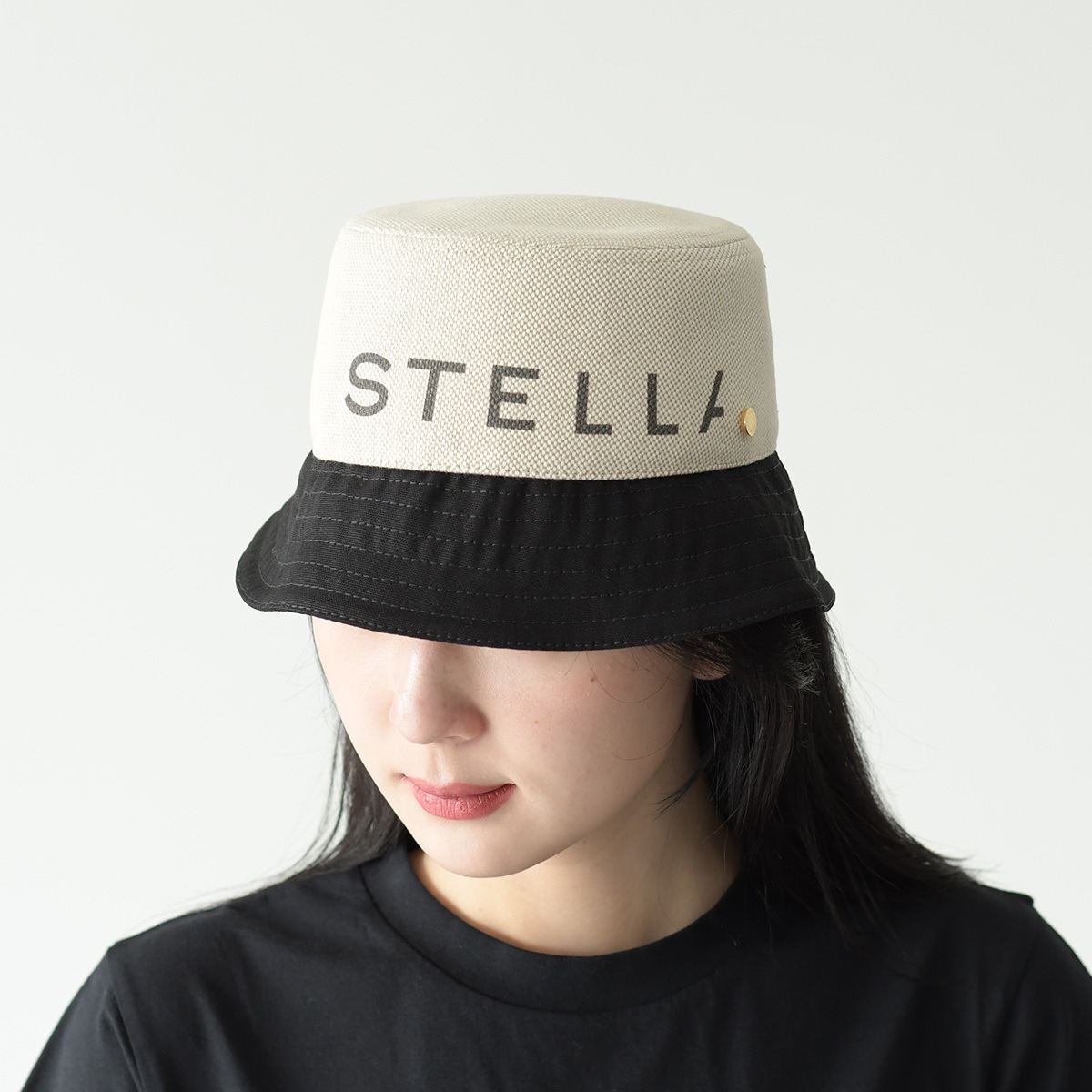 STELLA MCCARTNEY ステラ マッカートニー バケットハット バケハ ロゴレタリング 7V0076WP0332 レディース バイカラー ロゴプリント コットン素材 人気