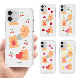 透明ケース Galaxy S9 クリア 韓国 ラブベア フルーツ 可愛い くま 手書風イラスト ハー