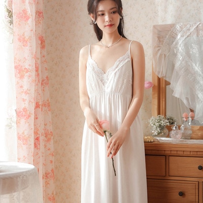 キャミワンピース ルームウェア パジャマ 部屋着 寝巻き ナイトウェア ネグリジェ ロング ロング丈 袖なし ノースリーブ Vネック フレア レース かわいい 大人可愛い きれいめ シンプル