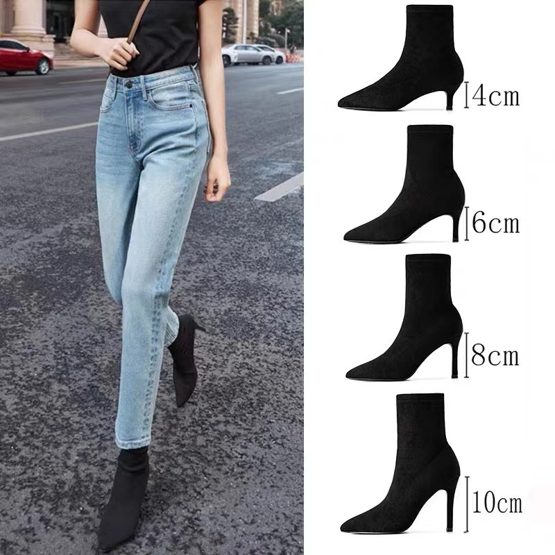 スエード調 ショートブーツ 大きい サイズ 22-26.5 レディース ブーツ ストレッチブー