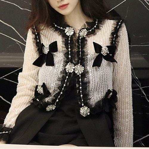 超人気,高評価!!アウター カーディガン ジャケット お嬢様 韓国 ゆめかわいい やみかわいい 原宿系 地雷系 参戦服 無地 ラウンドネック 春 秋 長袖 おしゃれ 可愛い リボン フリル レース ビ