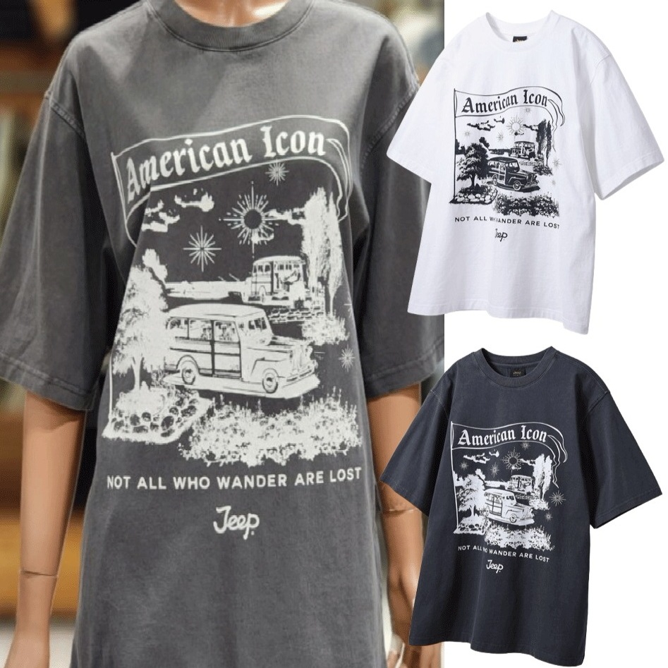 アメリカン アイコン ビンテージ 半袖 Tシャツ 男女兼用 (2 COLORS)