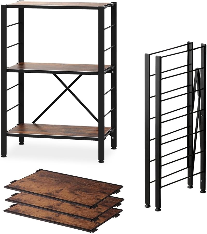 【広げるだけで組立簡単】棚板の連結で使い方は自由自在 連結 可動棚 オープンシェルフ ラック 幅:56cmヴィンテージブラウン