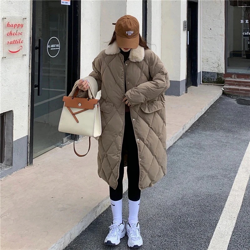 ワーク 女子アウター秋冬の最新 お出掛け カジュアル 超人気 高評価!!レディース 中綿コート 外套 菱形 ロング ダウンコート 秋冬 通勤 防寒服 オーバーコート