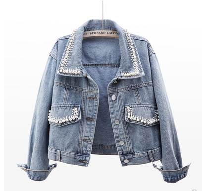 デニム トップス アウター ジャケット Gジャン 上着 デニムジャケット ショート丈 袖あり 長袖 襟付き ポロカラー スマート ポケット 前開き ブルーデニム かわいい カジュアル かっこいい 大人