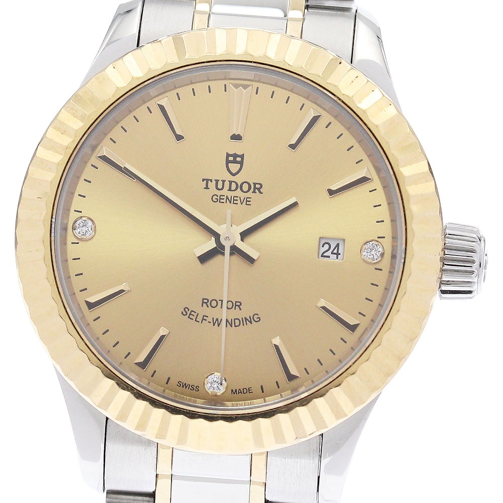 チュードル TUDOR 12113 スタイル デイト 3Pダイヤ 自動巻き レディース 保証書付き_934240【中古】
