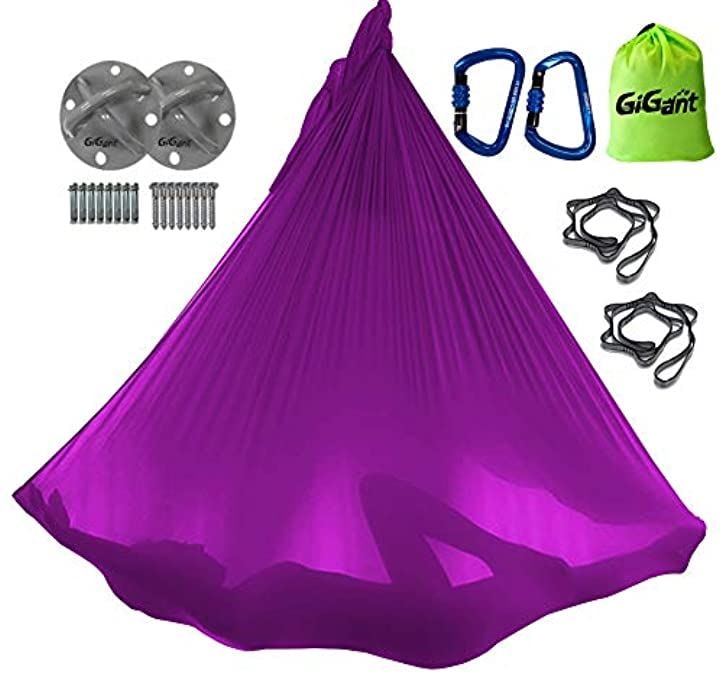 ギグアント 公式 エアリアルヨガ 専用 ハンモック フルセット 5ｍx2.8ｍ 空中 ヨガハンモック エクササイズ エアロヨガ フィットネス 国内正規品 バイオレッド(3.バイオレッド)