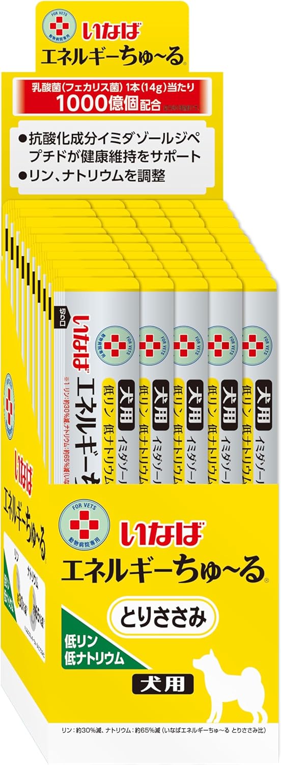 いなば 犬用おやつ エネルギーちゅ～る 乳酸菌1,000億個 低リン低ナトリウム とりささみ味 14グラム (x 50本)