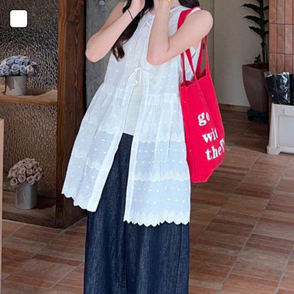 女性のデイリー無地カジュアルレースノースリーブベストLDW-VES-SBM056