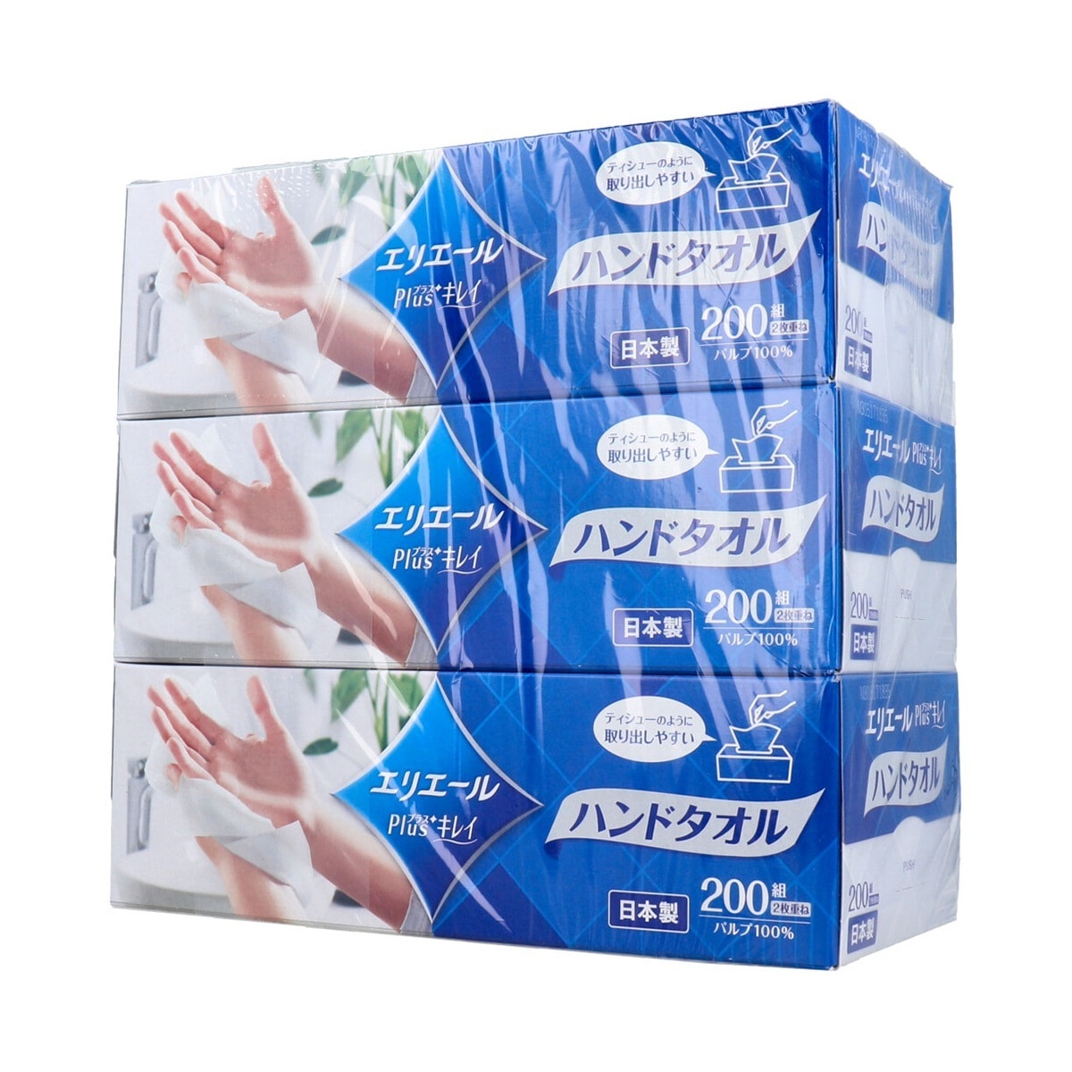 ペーパーハンドタオル Plus+キレイ ソフトタイプ ボックス 200組400枚 3箱入り X6パック