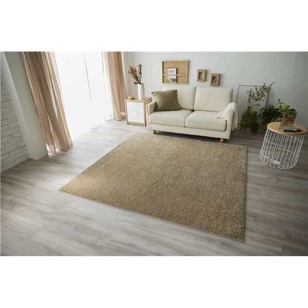 スミノエ 洗える ラグ ルフレ 約幅190x長さ190cm ベージュ 日本製