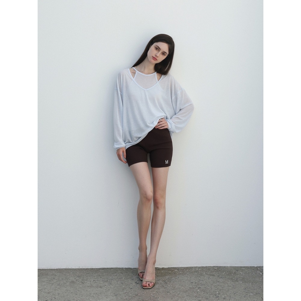 LEVAN LECOR エッセンシャルリブバイカーショーツネイビー