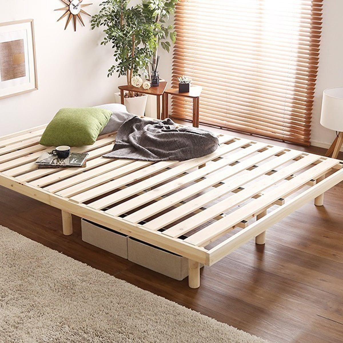 総檜脚付きすのこベッド ダブル Pierna-ピエルナ-家具 インテリア ベッド マットレス おしゃれ
