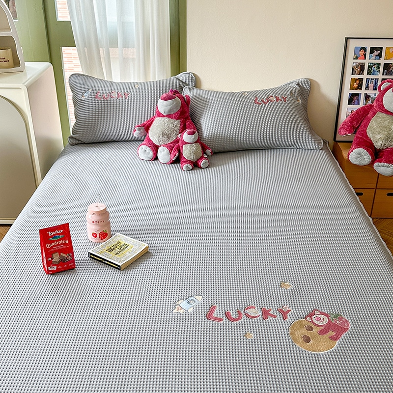 ワッフルアイスシルククールマットベッドシートスタイル3ピースセットサマーベイビー洗浄可能な子供用エアコンmat