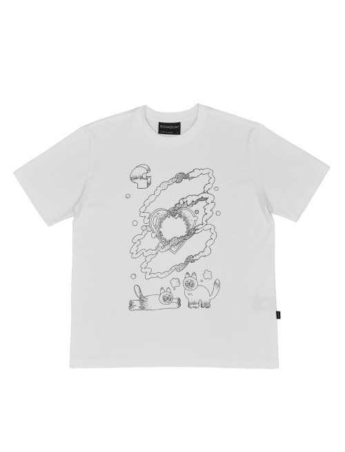 GODASHIN LOVE CATS TSHIRT WHITE GDS41RUST02WH