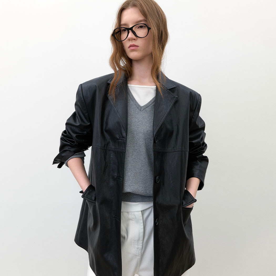 OVER FIT SINGLE LEATHER JACKET (JK-3061)