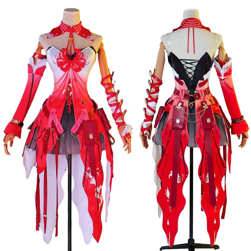 女性のためのコスプレ衣装,アニメゲームの波,赤いスパイダーリリー,ゴージャスなドレス,ユニフォーム,ハロウィーンパーティーの衣装,波,phrolova 18,879円
