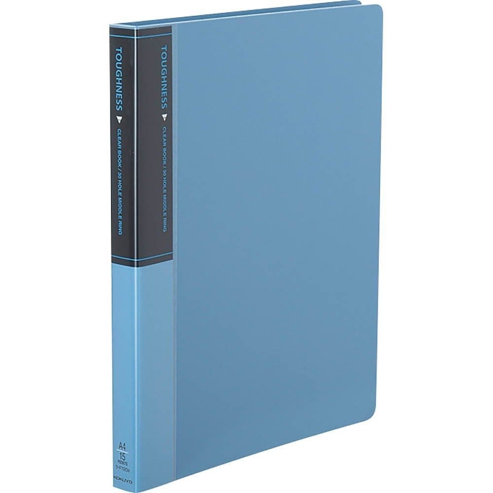 （まとめ買い）クリヤーブック タフネス ミドルリング 替紙式 A4 縦 30穴 青 ラ-F720B [x3]