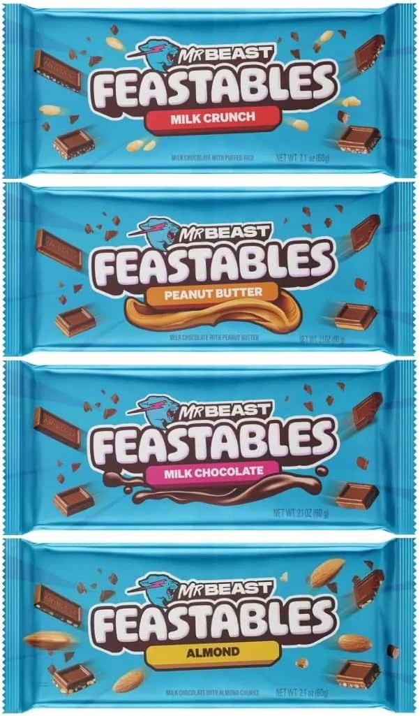 25新型Feast Ables Mr Boost Milk Chocolate Bar Sampler Varieties Pack 60g 4 Count