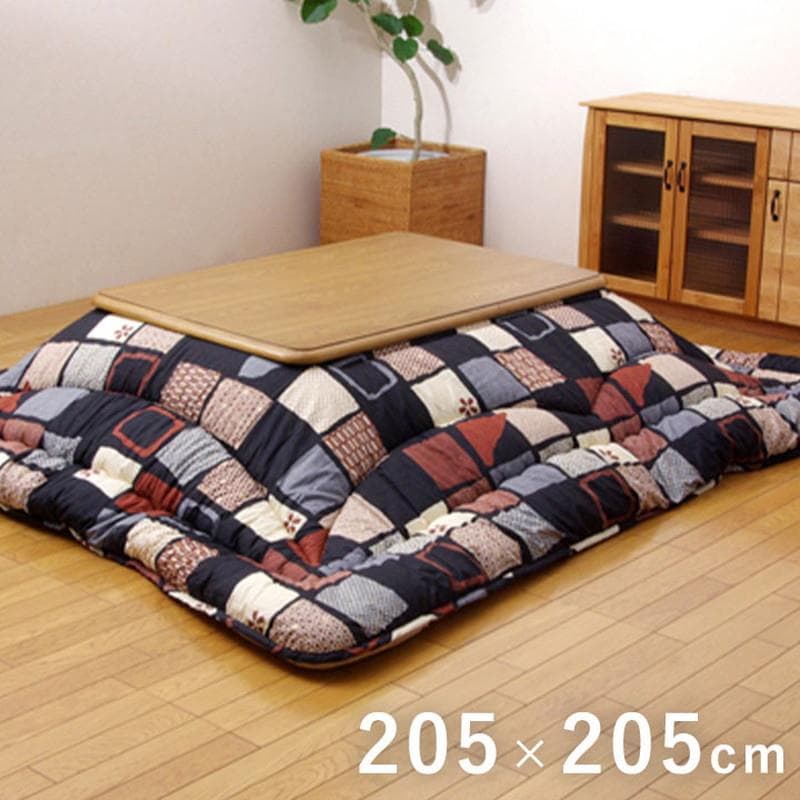こたつ布団 正方形 厚掛け 205x205cm あかね こたつ布団 ふっくら キルティング ラウンド型 国産 日本製 カジュアル モダン柄 洗える 手洗い