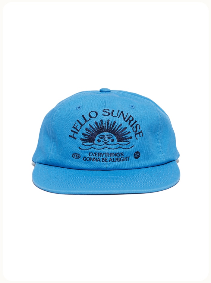 HELLO SUNRISE Washed HS Arch Logo 6Panel Cap Sky Blue