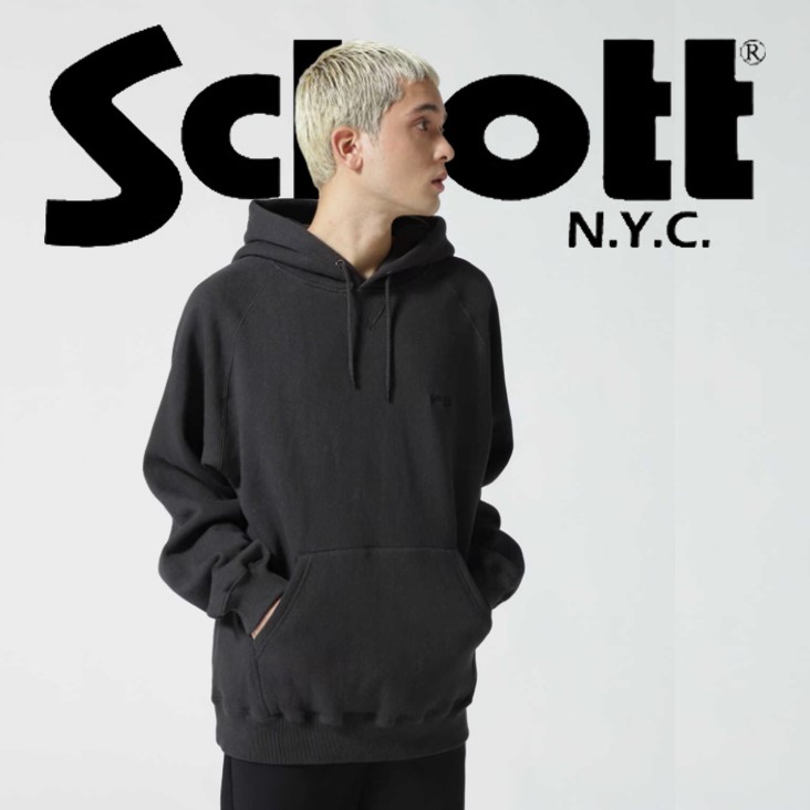 Schott ショット パーカー HOODED SWEATSHIRT フーディー スウェットシャツ ロゴ刺繡 ロゴ 刺繡 ワンポイント シンプル カジュアル アウトドア 3123189